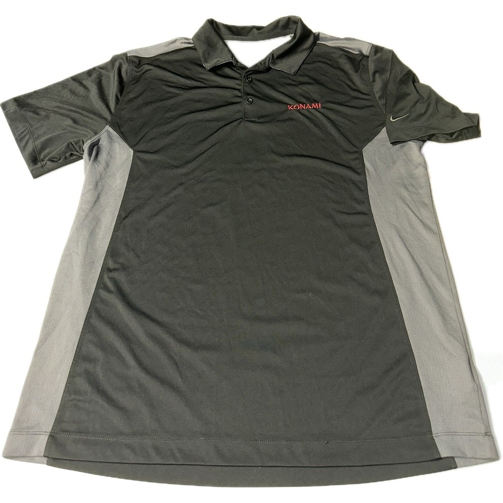 Konami Black Polo Shirt Nike Golf Dri-Fit Men's XL Yugioh‎ Metal Gear Solid